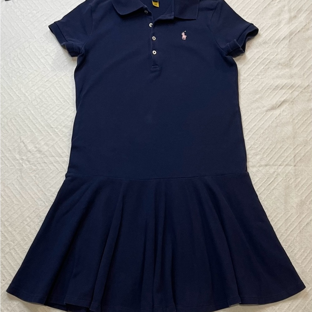 Polo Ralph Lauren Girl’s Dress Ruffle Dark Blue Large (14-16)
